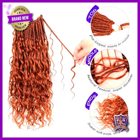 14 Inch Protein Fiber Crochet Braids Pre Looped Curly Ends Hair Extensions main image 6